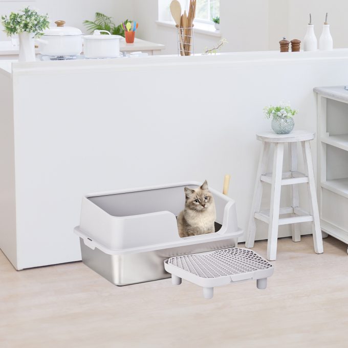 Stainless Steel Cat Litter Box with Lid