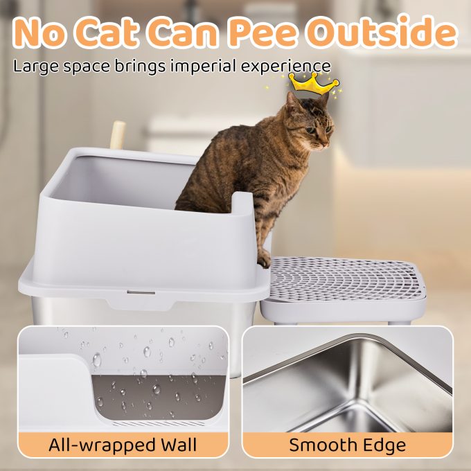 Stainless Steel Cat Litter Box with Lid