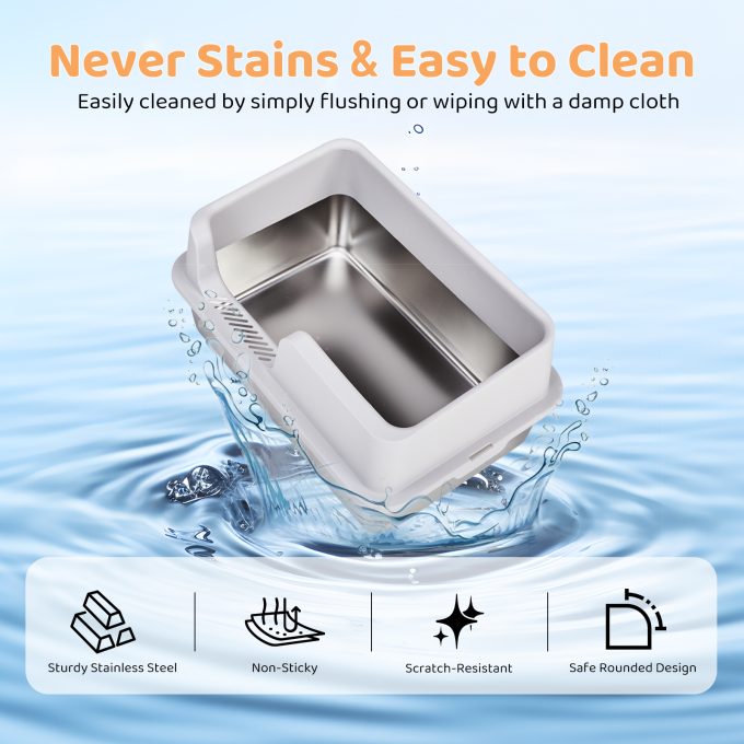 Stainless Steel Cat Litter Box with Lid