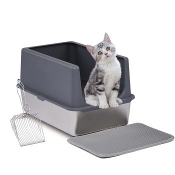 XL Stainless Steel Cat Litter Box with Lid