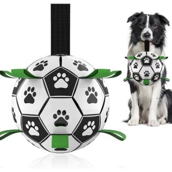 Durable Soccer Dog Chew Ball with Strap
