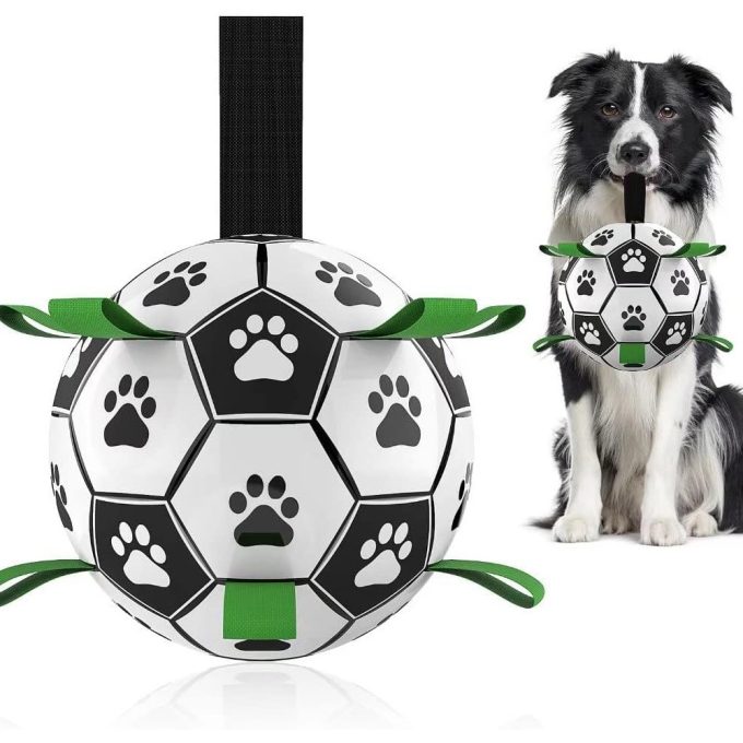 Durable Soccer Dog Chew Ball with Strap