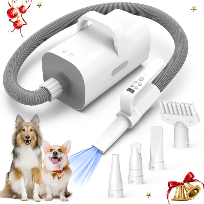 Pet Dog Dryer, 4-in-1 Dog Hair Dryer with Smart Heat-insulated Handle