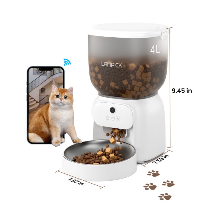 Automatic Cat Feeder with Camera, 1080P HD Video Cat Food