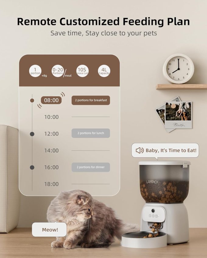 Automatic Cat Feeder with Camera, 1080P HD Video Cat Food