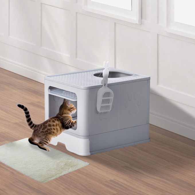 Large Enclosed Cat Litter Box with Lid Cover