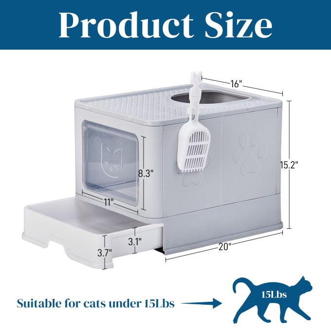 Large Enclosed Cat Litter Box with Lid Cover