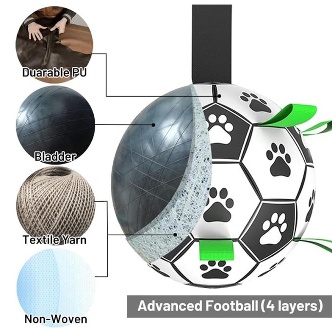 Durable Soccer Dog Chew Ball with Strap