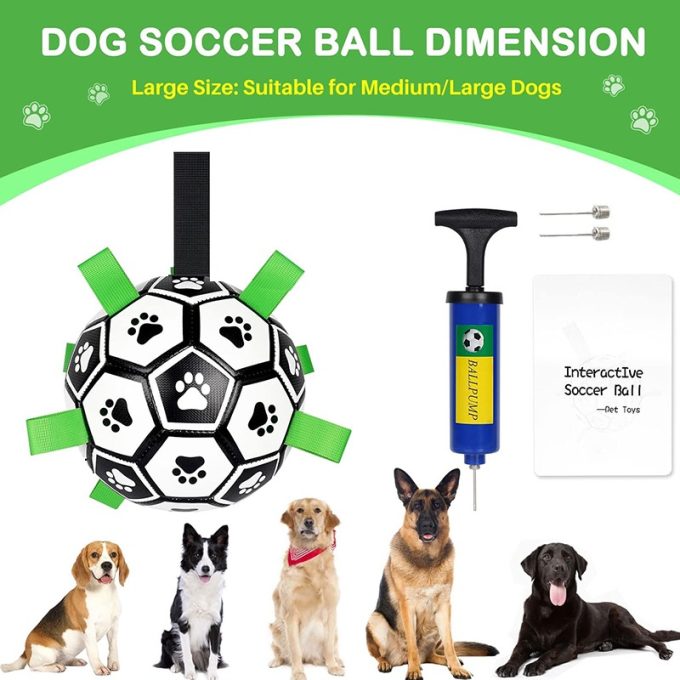 Durable Soccer Dog Chew Ball with Strap
