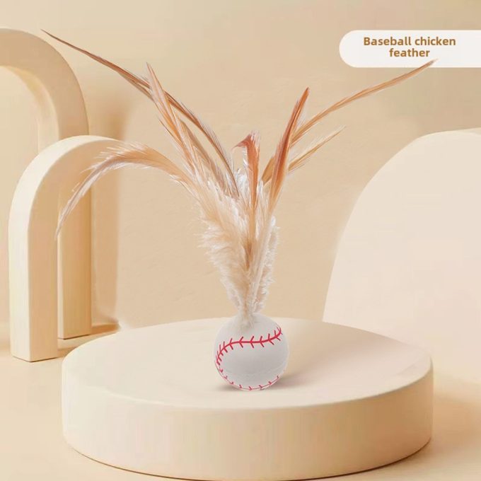 Pet Chicken Feather Bouncing Ball Lightweight Interactive Cat Dog