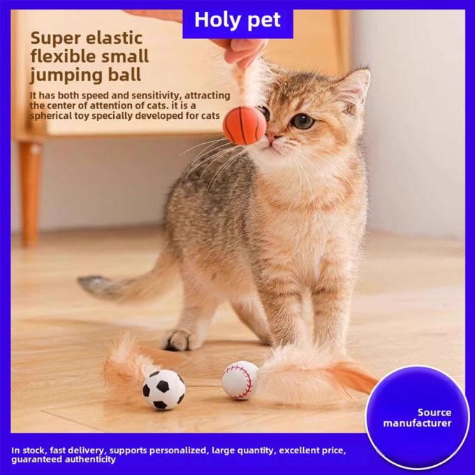 Pet Chicken Feather Bouncing Ball Lightweight Interactive Cat Dog