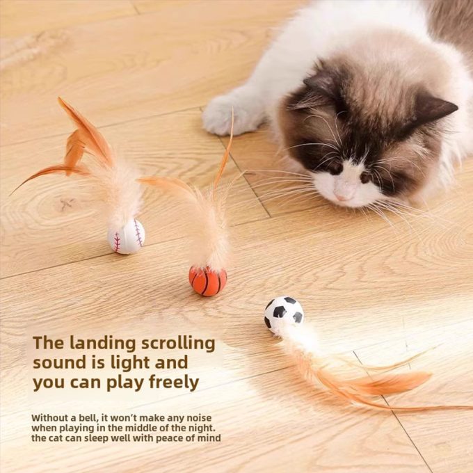 Pet Chicken Feather Bouncing Ball Lightweight Interactive Cat Dog