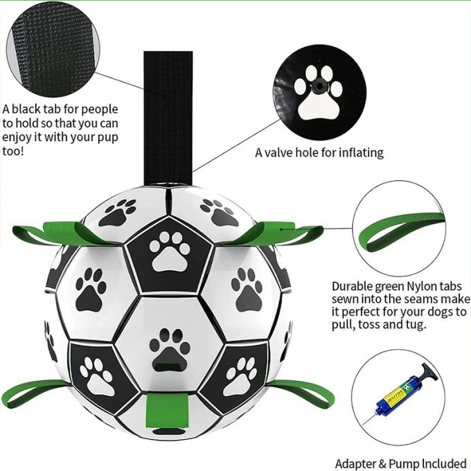 Durable Soccer Dog Chew Ball with Strap