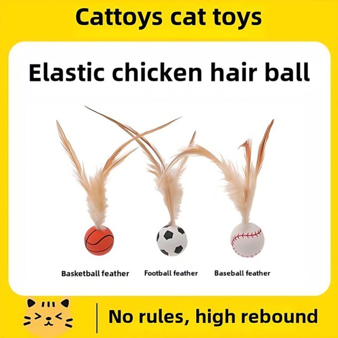 Pet Chicken Feather Bouncing Ball Lightweight Interactive Cat Dog